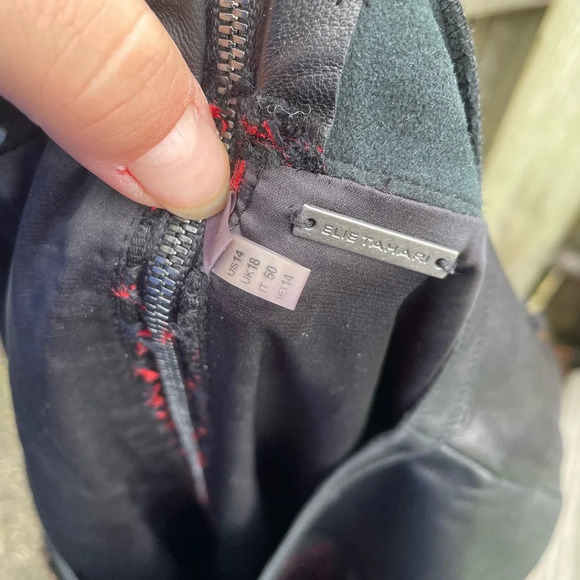 ELIE TAHARI KELLAN TWEED LEATHER DRESS - Picture 7 of 7